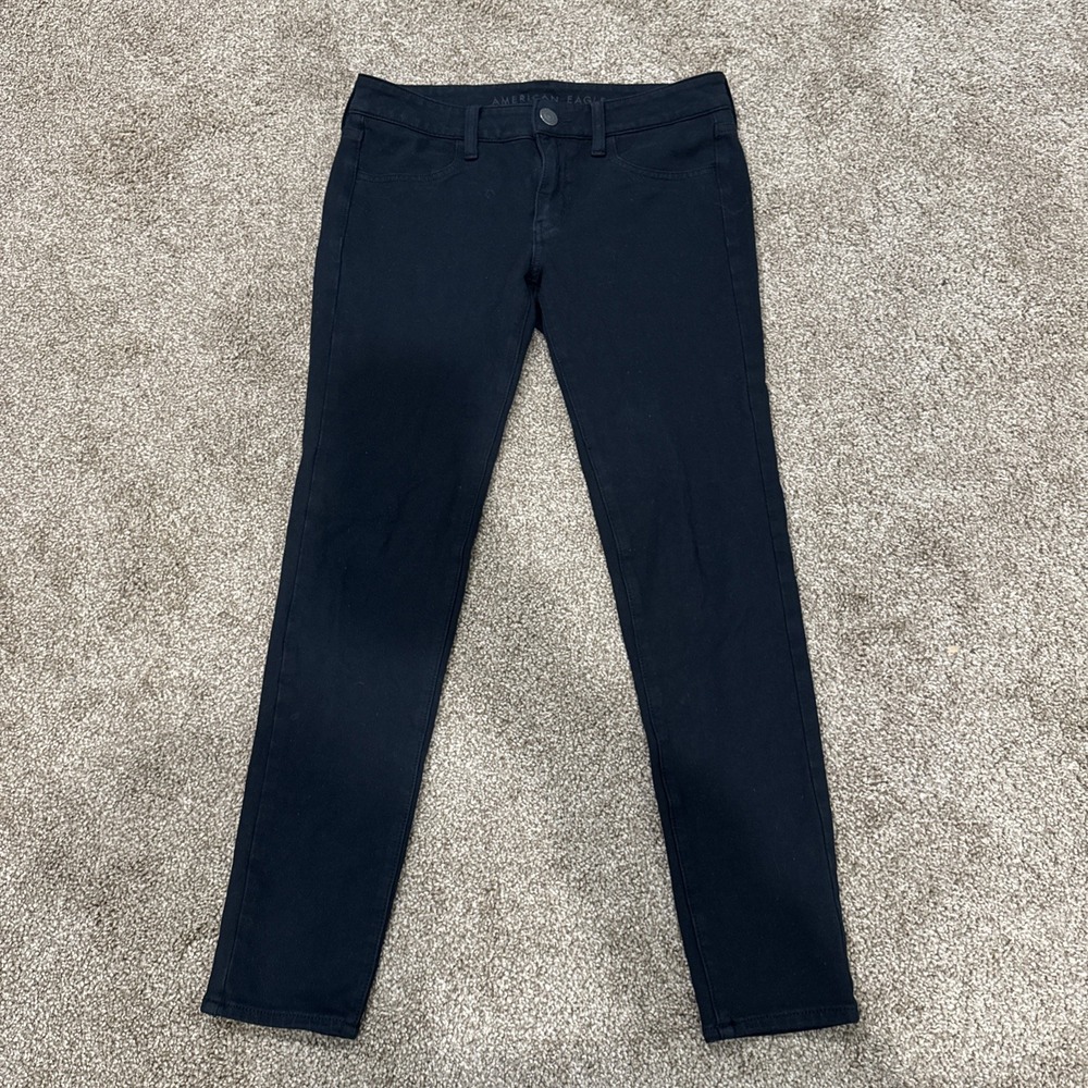 American Eagle Jeans Women's 8 Short Hi Rise Jegging Black Super Stretch Skinny
